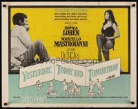 8t462 YESTERDAY, TODAY & TOMORROW 1/2sh '64 sexy Sophia Loren, Marcello Mastroianni, De Sica