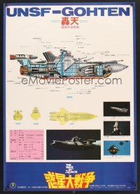 8t787 WAR IN SPACE Japanese '77 Jun Fukuda's Wakusei daisenso, Toho sci-fi, cool diagram of ship!
