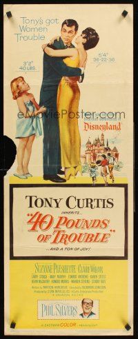 8w034 40 POUNDS OF TROUBLE insert '63 Tony Curtis has women trouble, Suzanne Pleshette!