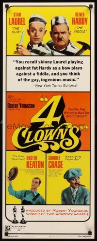 8w033 4 CLOWNS insert '70 Stan Laurel & Oliver Hardy, Buster Keaton, Charley Chase