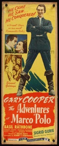 8w041 ADVENTURES OF MARCO POLO insert R44 full-length Gary Cooper in the title role, Sigrid Gurie