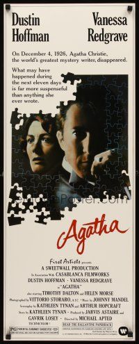 8w044 AGATHA insert '79 cool puzzle art of Dustin Hoffman & Vanessa Redgrave as Christie!