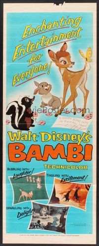 8w067 BAMBI insert R66 Walt Disney cartoon deer classic, great art with Thumper & Flower!