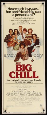8w081 BIG CHILL insert '83 Lawrence Kasdan, Tom Berenger, Glenn Close, Jeff Goldblum, William Hurt