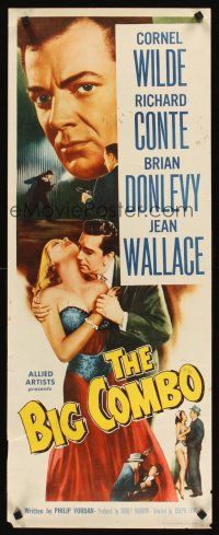 8w082 BIG COMBO insert '55 art of Cornel Wilde & sexy Jean Wallace, classic film noir!