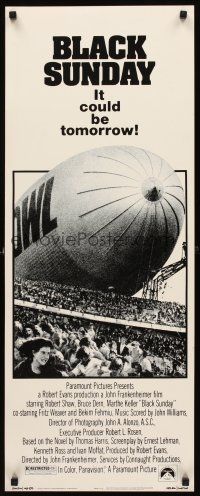 8w087 BLACK SUNDAY insert '77 Frankenheimer, Goodyear Blimp zeppelin disaster at the Super Bowl!