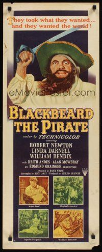 8w089 BLACKBEARD THE PIRATE insert '52 great close-up art of Robert Newton in the title role!