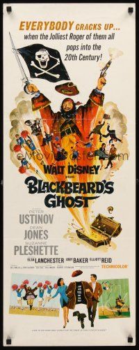 8w090 BLACKBEARD'S GHOST insert '68 Walt Disney, artwork of wacky invisible pirate Peter Ustinov!