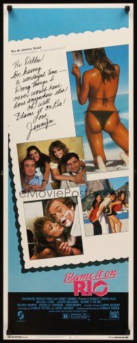 8w092 BLAME IT ON RIO insert '84 Demi Moore, Michael Caine, super sexy postcard image!
