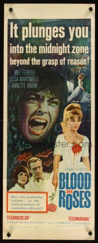 8w095 BLOOD & ROSES insert '61 Et mourir de plaisir, Roger Vadim, sexiest vampire Annette Vadim!