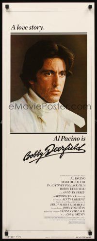 8w099 BOBBY DEERFIELD insert '77 c/u of F1 race car driver Al Pacino, directed by Sydney Pollack!
