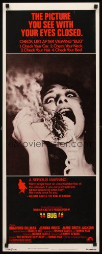 8w116 BUG insert '75 wild horror image of screaming girl on phone with flaming insect!