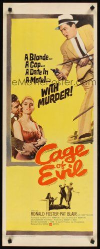 8w121 CAGE OF EVIL insert '60 Ronald Foster, Patricia Blair, blonde bait in a murder trap!