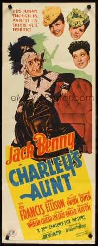 8w126 CHARLEY'S AUNT insert '41 art of old lady Jack Benny smoking cigar + Kay Francis!