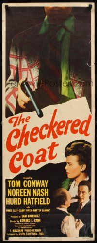 8w128 CHECKERED COAT insert '48 Tom Conway, Noreen Nash, great image of wild jacket!