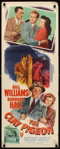 8w132 CLAY PIGEON insert '49 Barbara Hale & Bill Williams, Widhoff film noir art!