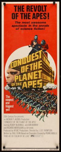 8w138 CONQUEST OF THE PLANET OF THE APES insert '72 Roddy McDowall, the revolt of the apes!