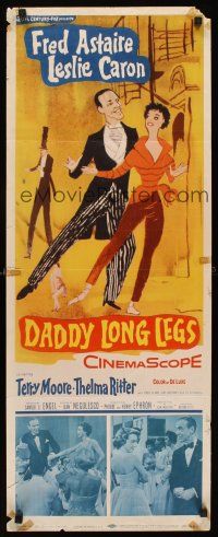 8w143 DADDY LONG LEGS insert '55 wonderful art of Fred Astaire in tux dancing with Leslie Caron!