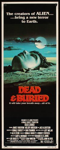 8w154 DEAD & BURIED insert '81 wild horror art of person buried up to the neck by Campanile!