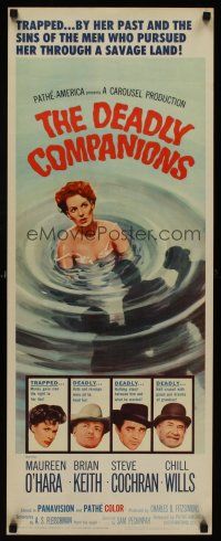 8w158 DEADLY COMPANIONS insert '61 first Sam Peckinpah, art of sexy Maureen O'Hara caught swimming!