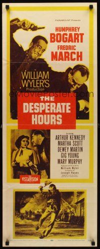 8w162 DESPERATE HOURS insert '55 Humphrey Bogart, Fredric March, William Wyler!