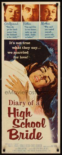 8w166 DIARY OF A HIGH SCHOOL BRIDE insert '59 AIP bad girl, it's not true what they say!