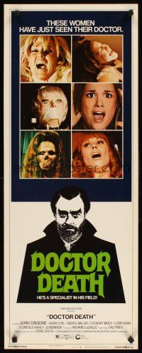 8w172 DOCTOR DEATH insert '73 John Considine, Barry Coe, Cheryl Miller, sexy horror!