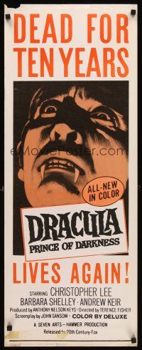 8w178 DRACULA PRINCE OF DARKNESS insert '66 great art of vampire Christopher Lee!