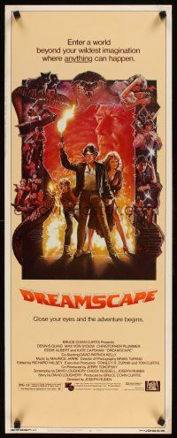 8w179 DREAMSCAPE insert '84 Drew Struzan art of Dennis Quaid & sexy Kate Capshaw!
