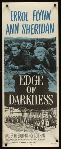 8w185 EDGE OF DARKNESS insert R56 great image of Errol Flynn & Ann Sheridan, both pointing guns!