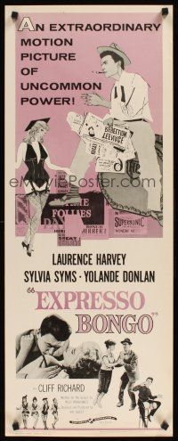 8w199 EXPRESSO BONGO insert '60 Laurence Harvey, Sylvia Syms, Val Guest, English beatniks!