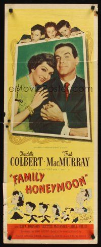 8w200 FAMILY HONEYMOON insert '48 art & photo of newlyweds Claudette Colbert & Fred MacMurray!