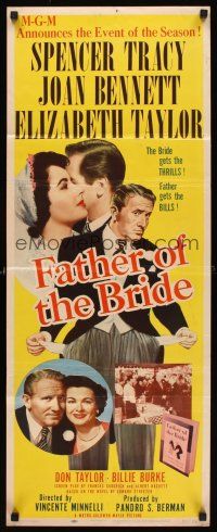 8w204 FATHER OF THE BRIDE insert '50 Liz Taylor in wedding gown & broke Spencer Tracy!