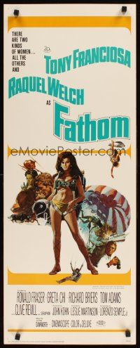 8w205 FATHOM insert '67 art of sexy nearly-naked Raquel Welch in parachute harness & action scenes!