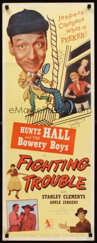 8w210 FIGHTING TROUBLE insert '56 Huntz Hall & the Bowery Boys, jeepers creepers what a peeker!