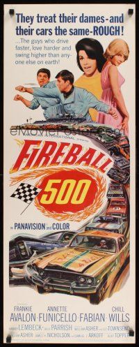 8w211 FIREBALL 500 insert '66 Frankie Avalon & sexy Annette Funicello, cool stock car racing art!