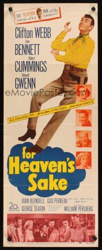 8w218 FOR HEAVEN'S SAKE insert '50 Clifton Webb as cowboy Mr. Belvedere, Joan Bennett!