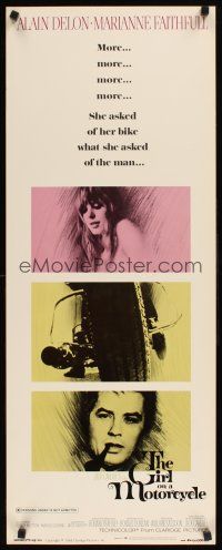 8w237 GIRL ON A MOTORCYCLE insert '68 sexy biker Marianne Faithfull is Naked Under Leather!