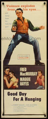 8w244 GOOD DAY FOR A HANGING insert '59 Fred MacMurray, Robert Vaughn, kill you with a smile!