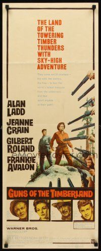 8w251 GUNS OF THE TIMBERLAND insert '60 Alan Ladd, Jeanne Crain, first Frankie Avalon!