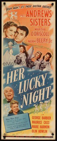 8w258 HER LUCKY NIGHT insert '45 The Andrews Sisters & sexy Martha O'Driscoll!