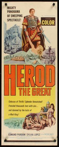 8w259 HEROD THE GREAT insert '60 Edmund Purdom, Sylvia Lopez, French/Italian epic!