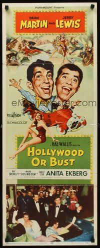 8w268 HOLLYWOOD OR BUST insert '56 art of Dean Martin & Jerry Lewis in car, sexy Anita Ekberg!