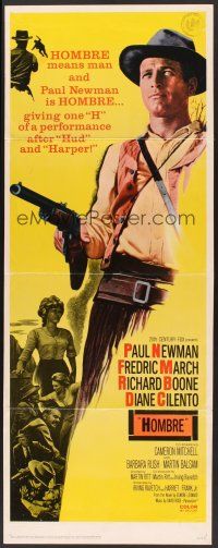 8w269 HOMBRE insert '66 Paul Newman, Fredric March, directed by Martin Ritt, it means man!