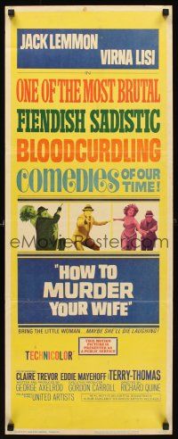 8w273 HOW TO MURDER YOUR WIFE insert '65 Jack Lemmon, Virna Lisi, the most sadistic comedy!