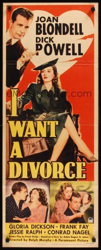 8w275 I WANT A DIVORCE insert '40 Joan Blondell & Dick Powell were married for real!