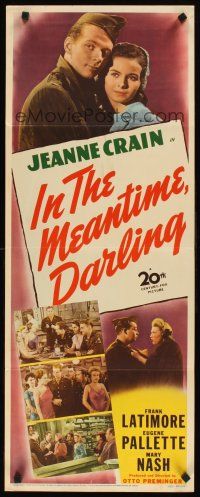 8w282 IN THE MEANTIME DARLING insert '44 rich Jeanne Crain tries to keep her husband at home!