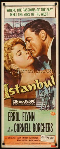 8w286 ISTANBUL insert '57 Errol Flynn & Cornell Borchers in Turkey's city of a thousand secrets!