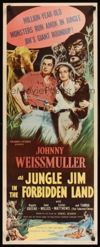 8w297 JUNGLE JIM IN THE FORBIDDEN LAND insert '51 art of Johnny Weissmuller in the jungle!