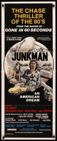 8w298 JUNKMAN insert '82 junk cars to movie stars, over 150 cars destroyed, cool art by Jensen!